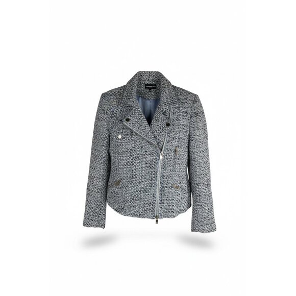 Generation Love Rocky Tweed Cropped Moto Jacket in Blue Melange Size XXL NWT - Picture 2 of 7